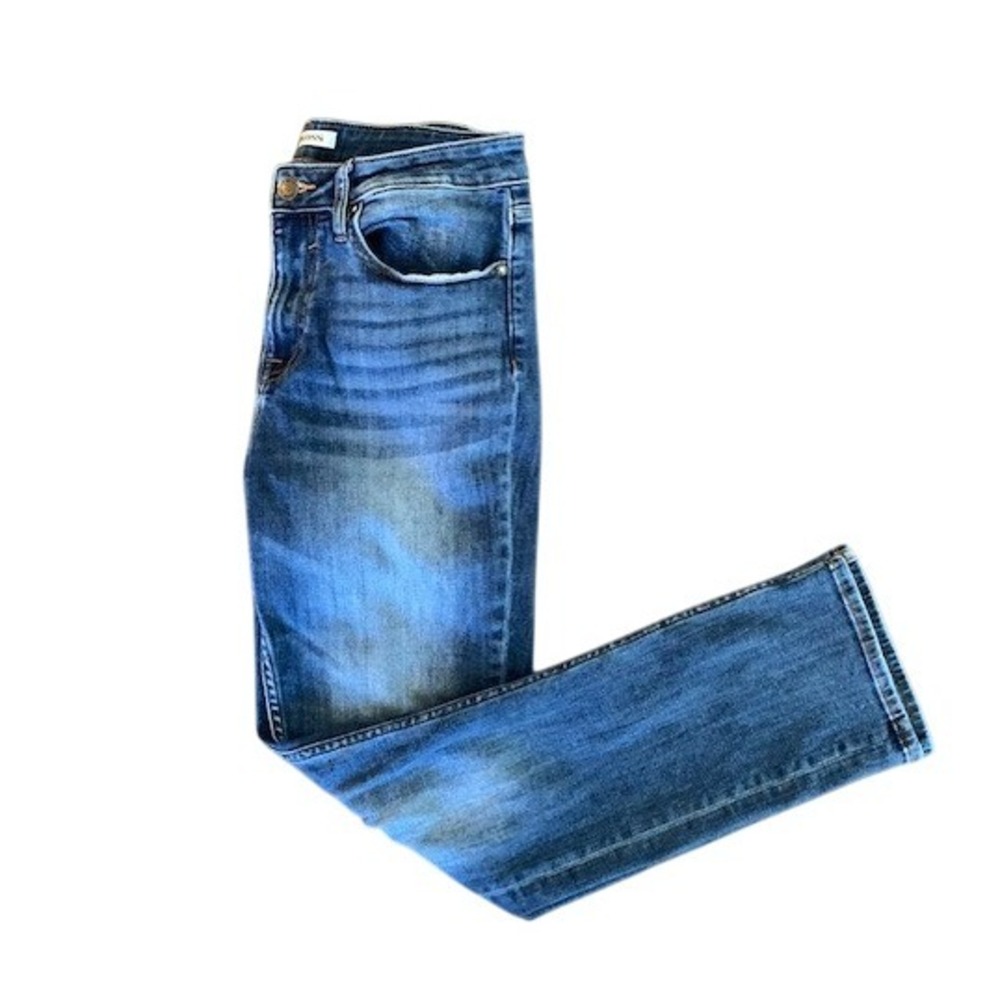 Vigoss Ace Straight Leg Jeans Womens 29 Medium Wash Blue Stretch Denim Whiskered